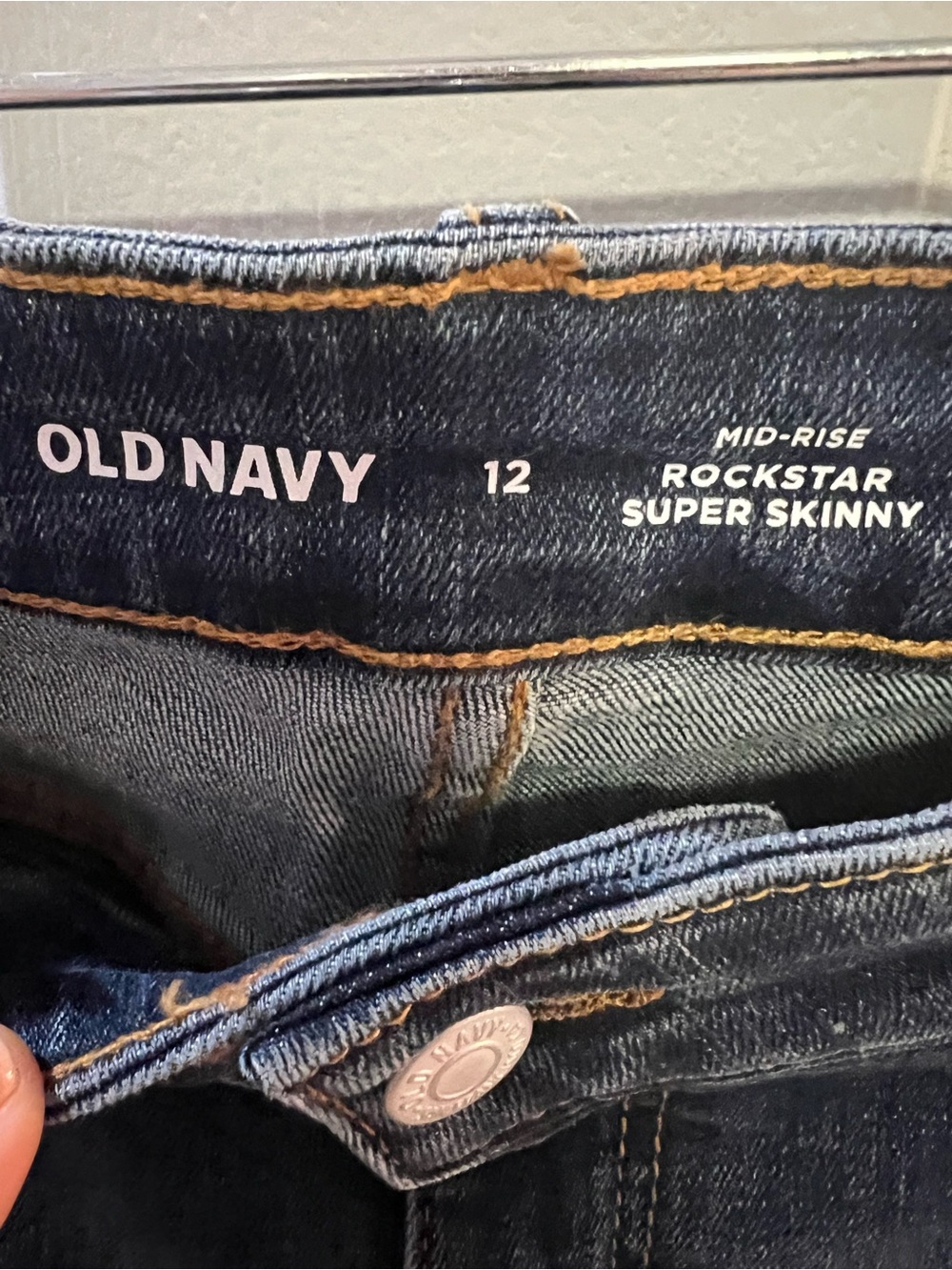 Old Navy Dark Distressed Rockstar Super Skinny Jeans - Picture 7 of 9